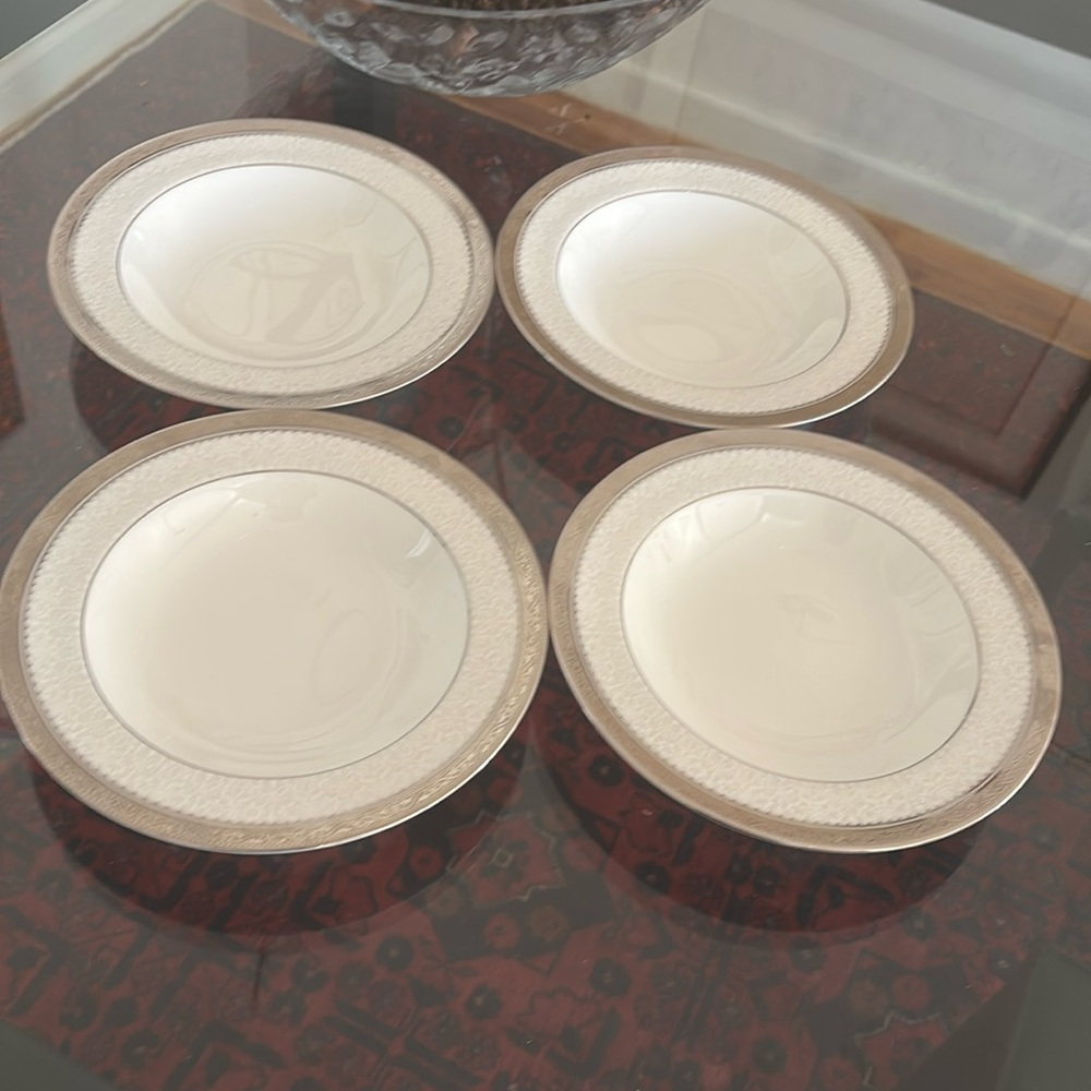 Noritake Odessa Platinum Soup Bowls Set of 4